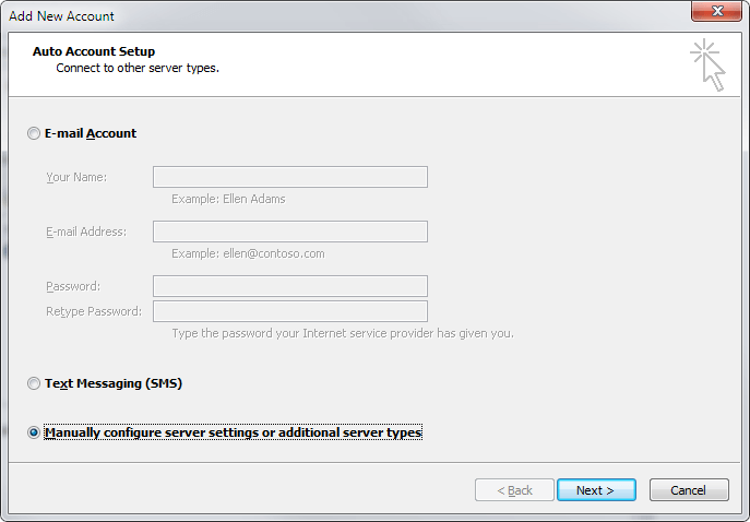 MS Outlook Account Settings